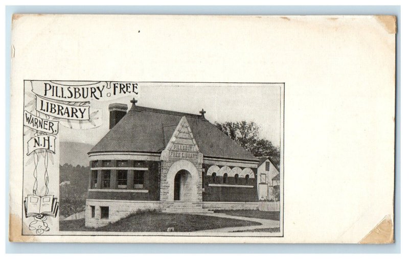 c1905 Pillsbury Free Library Warner New Hampshire NH Unposted Postcard