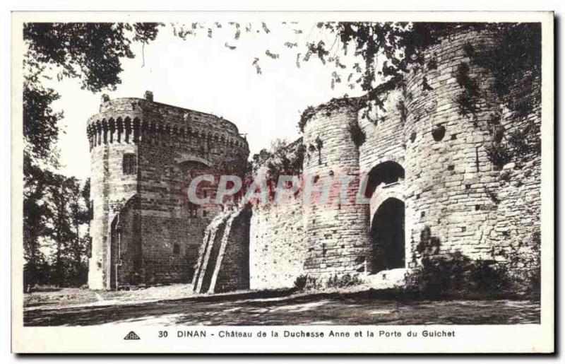 Old Postcard Dinan Chateau de la Duchesse Anne and the Gate of Gulchet