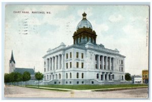 1909 Court House Manitowoc WI Johnson System Temperature Regulation AD Postcard