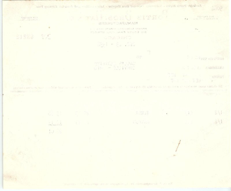 1938 PORTIS BROS HAT CO.  515 S. FRANKLIN ST CHICAGO IL BILLHEAD INVOICE Z1194