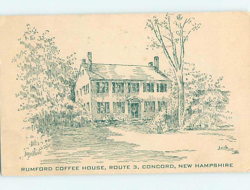 artist signed RUMFORD COFFEE HOUSE RESTAURANT Concord New Hampshire NH hs5662