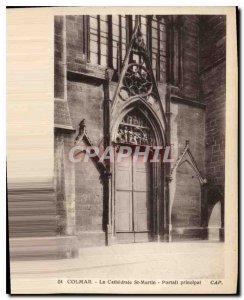 Old Postcard Colmar cathedral St Martin Main portal