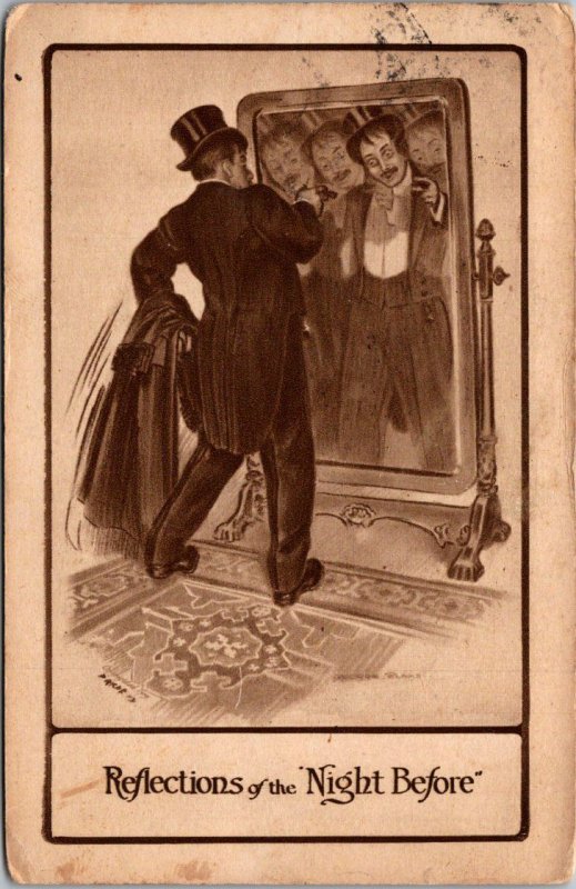 Humour Reflections Of The Night Before 1910