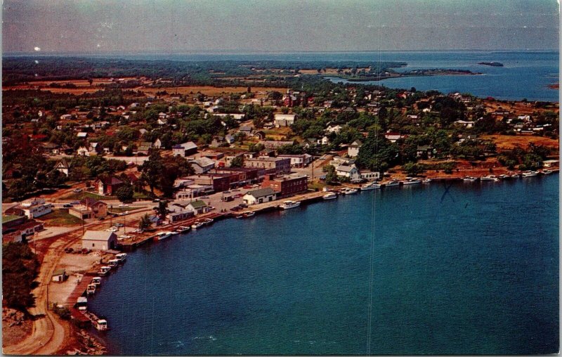 Birds Eye View Little Current Manitoulin Island Ontario Canada Postcard PM WOB  