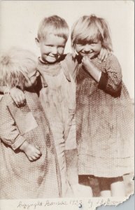 Three Children Kids c1922 J.A. Brown Real Photo Postcard G86 *as is