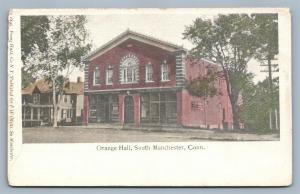 SOUTH MANCHESTER CT ORANGE HALL ANTIQUE POSTCARD