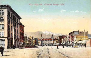 Pike's Peak Avenue Colorado Springs CO 1910c postcard