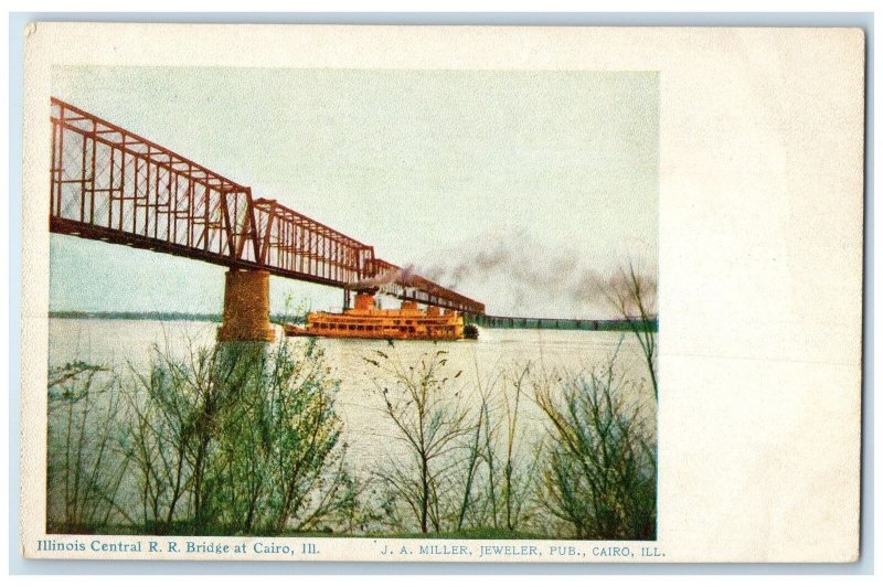 c1905's Illinois Central Rail Road Truss Bridge Ferry Cairo Illinois IL Postcard