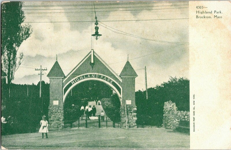 Highland Park Brokton Mass BW Undivided Back Antique Postcard Vintage UNP 