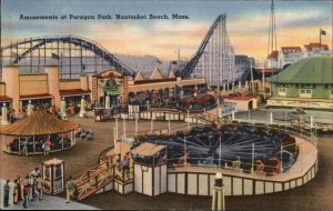 Nantasket Beach Massachusetts Paragon Amusement Park c1900-20s Vintage Postcard