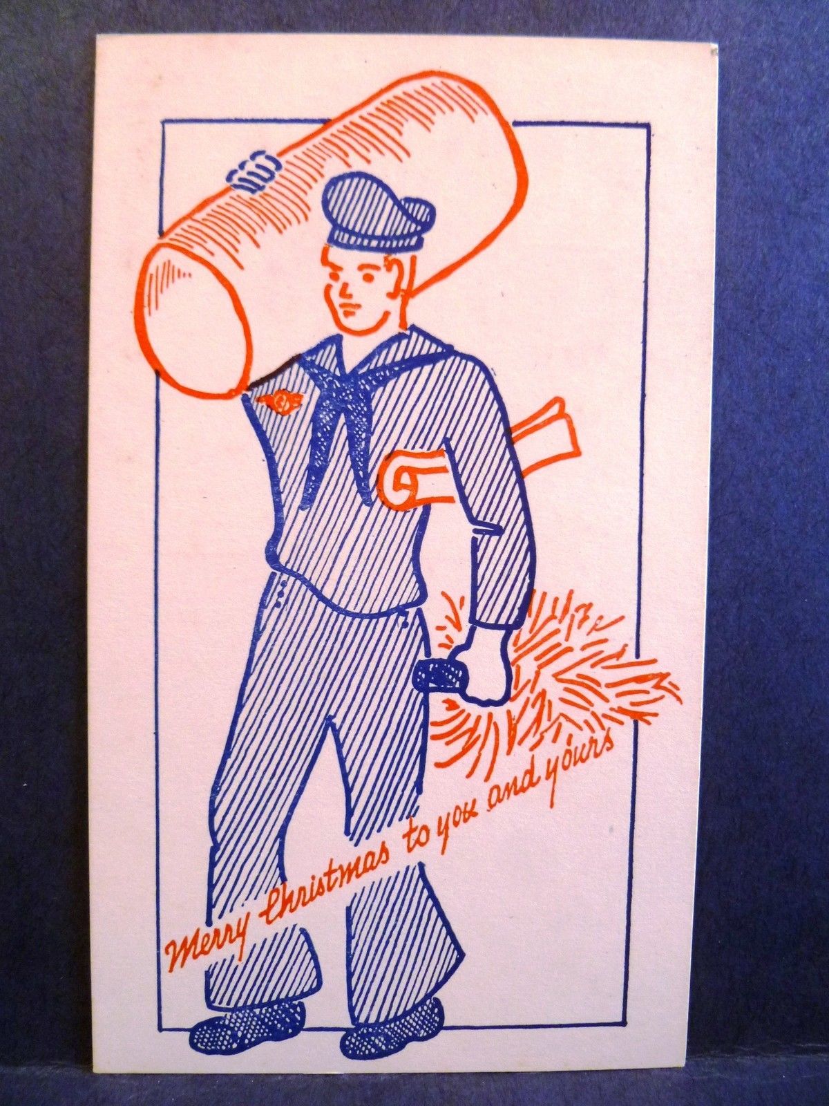 Postcard Christmas Military Navy Cracker Jack Sailor With Seabag