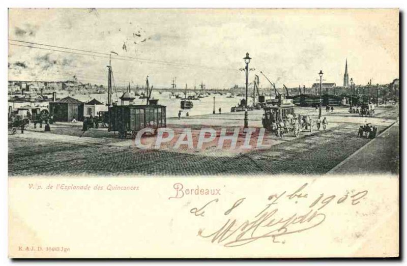 Old Postcard View of Bordeaux & # 39esplanade Quinconces