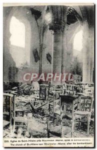 Postcard Ancient Church of Saint Hilaire Near Mourmelon after the bombing Army