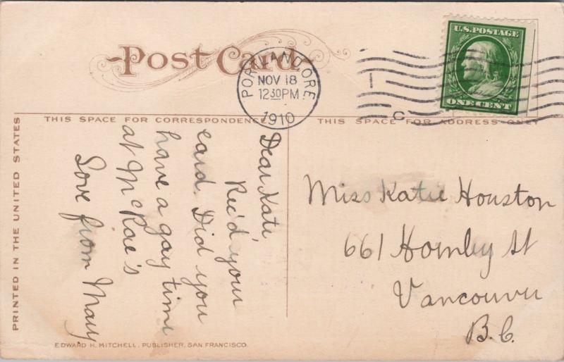 Hotel Oregon Portland OR c1910 Postcard D62