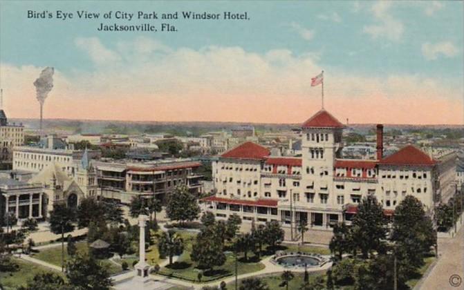 Florida Jacksonville Birds Eye View Of City Park and Windsor Hotel