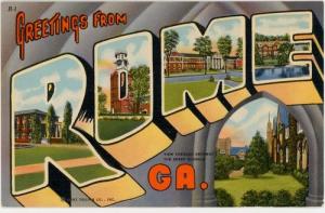 Greetings From Rome Georgia GA - Large Letter Linen Postc...