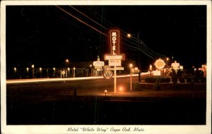 Cape Cod MA Massachusetts Motel White Way at Night c1950-60s Vintage Postcard