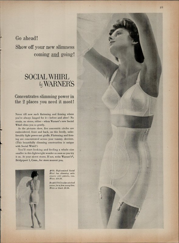 1959 Social Whirl Warners Women in Lingerie Corset Vintage Print