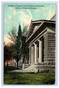 1900-10 Anderson Memorial Libraryy Emphoria Kansas Vintage Postcard F28E