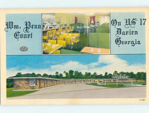 Unused Pre-1980 WM. PENN COURT MOTEL Darien Georgia GA n7227@