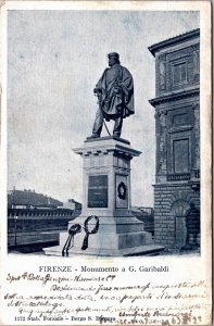 Italy Florence Monumento a G. Garibaldi Vintage Postcard C137