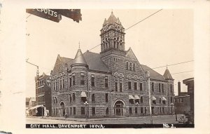 Davenport Iowa 1920s RPPC Real Photo Postcard City Hall