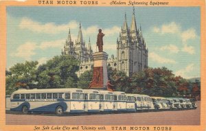 1948 Salt Lake City Utah Bus Tours occupation linen Teich Postcard 25-7384