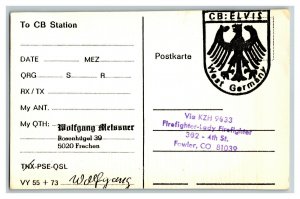 Postcard QSL Radio Card From West German-CB-Station Elvis 