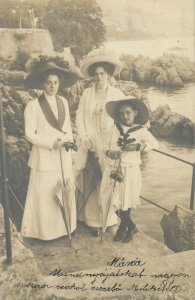 Adriatic Sea tourists snapshot photo postcard 1911 Croatia fancy women fashion 