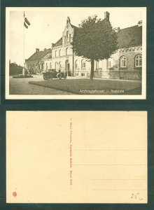 Denmark. Postcard. 1920is. Roskilde County Hospital. Car,Flag. See Condition