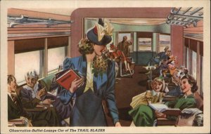 Pennsylvania Railroad Adv Beautiful Woman Trail Blazer Train Postcard