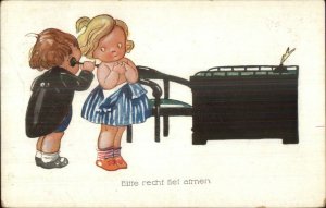 Kids Playing Doctor Shy Girl c1910 German Postcard