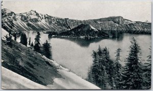 1922 Wizard Island Crater Lake National Park Pines Mountains Posted Postcard