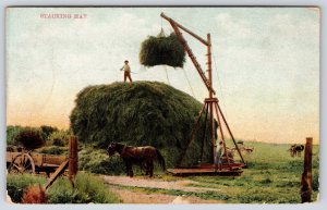 Yale Oregon Cancel~Farmers Stacking Hay~Swing Crane~Huge Mound~Horse~1911 