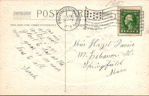 Happy New Year, Carnations Horseshoes John Winsch c1911 Vintage Postcard T55