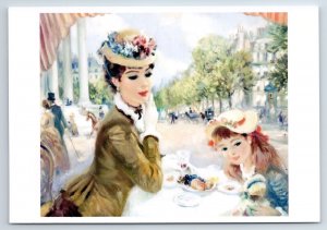 LITTLE GIRL and Mom in Cafe Toys DOLL by John Strevens Russian NEW Postcard