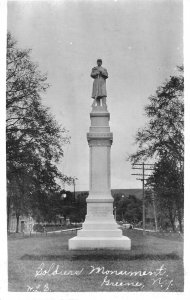 Greene NY Soldiers Monument, Real Photo Postcard