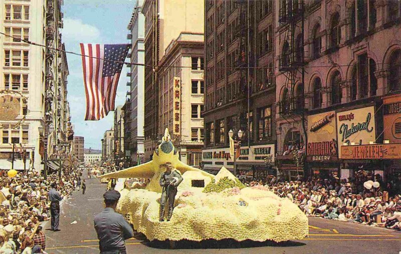 Rose Parade Air Force Plane Float Portland Oregon 1960s postcard