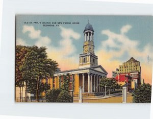 Postcard Old St. Paul's Church And New Parish House, Richmond, Virginia