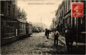 CPA AK RIVE-de-GIER Rue de Lyon TRAM VAPEUR (977220)