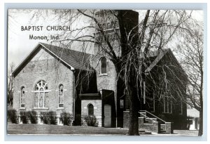 Vintage Baptist Church In Monon Indiana Real Photo RPPC Postcard P141