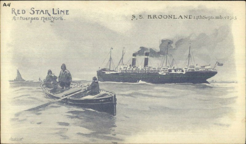 Red Star Line Steamship SS Kroonland Cassiers c1900 Private Mailing Card