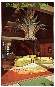 Lobby of the Orchid Island Hotel Hilo Hawaii Vintage Postcard