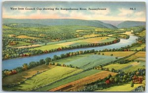 Postcard - View from Council Cup showing the Susquehanna River - Pennsylvania