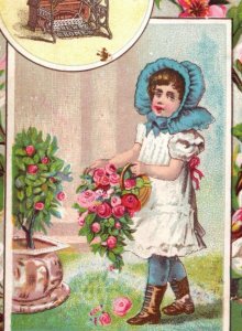 1880s New Home Sewing Machine Co. Adorable Girls In Bonnets Set Of 4 P187