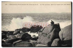 Old Postcard Ploumanach Tregastel Cotes North Sea Waves curious effects in he...