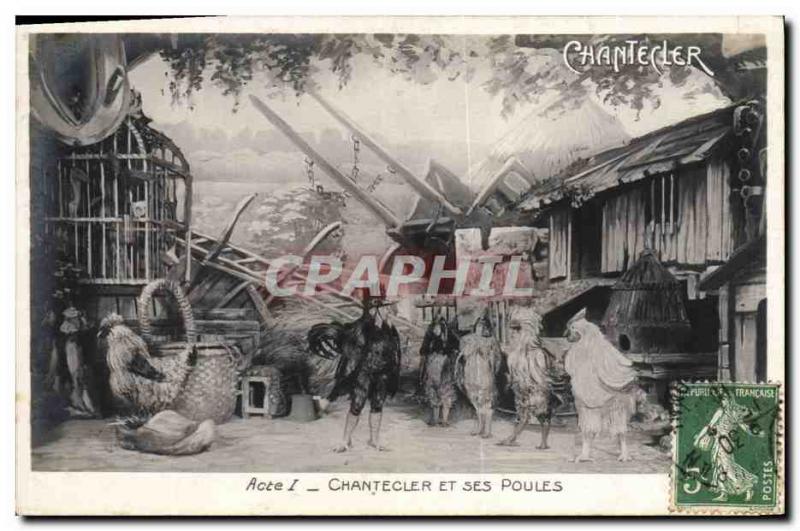 Old Postcard Theater Chantecler Edmond Rostand and his hens