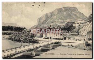 Old Postcard Grenoble Bridge France and helmet Neron