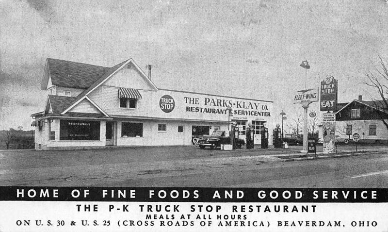 Beaverdam OH P-K Truck Stop Restaurant Fleet-Wing Gas Station U.S. 30 Postcard