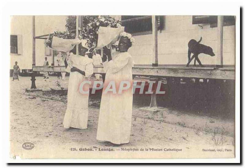 Old Postcard Gabon Loango Neophytes of the Catholic mission